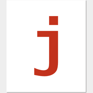 Letter j in Red Text Minimal Typography Posters and Art